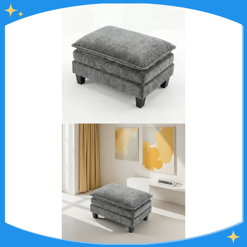 Repose-pieds rectangulaire en chenille avec repose-pieds, repose-pieds rembourré et rembourré pour table basse, repose-pieds moderne pour le salon, la chambre à coucher.