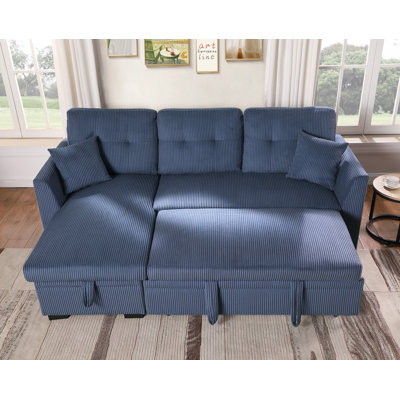 81.5“ Corduroy Chaise Sofa With Pull Out Bed