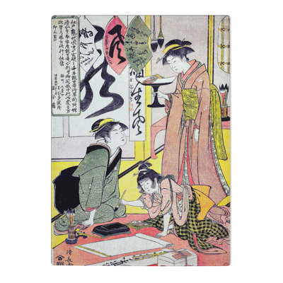 Tempered Glass Eimo Preparing Calligraphy by Torii Kiyonaga Chopping Board