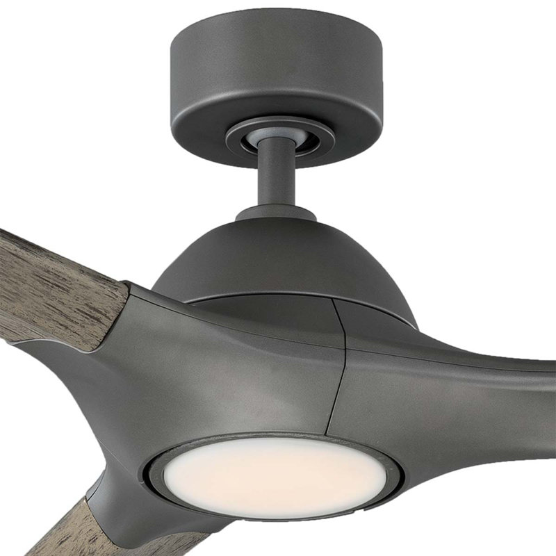 72" Woody 3 - Blade Outdoor Smart Propeller Ceiling Fan with Light Kit Included, 3000K, Graphite/Weathered Gray, 60"
