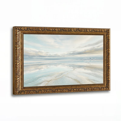 Soft Blue Sky and Cloud Reflection over Calm Water Canvas Wall Art