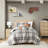 Polyester Printed Plaid Comforter Set Full/Queen