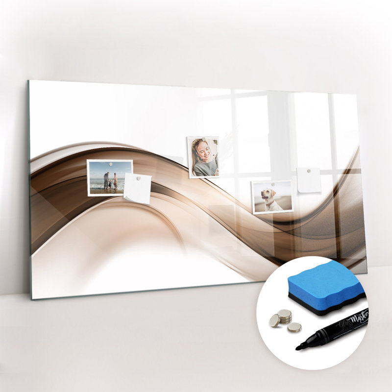 Magnetic Memo Board Whiteboard - 120 x 60 cm - With Marker and Magnets - Abstraction line