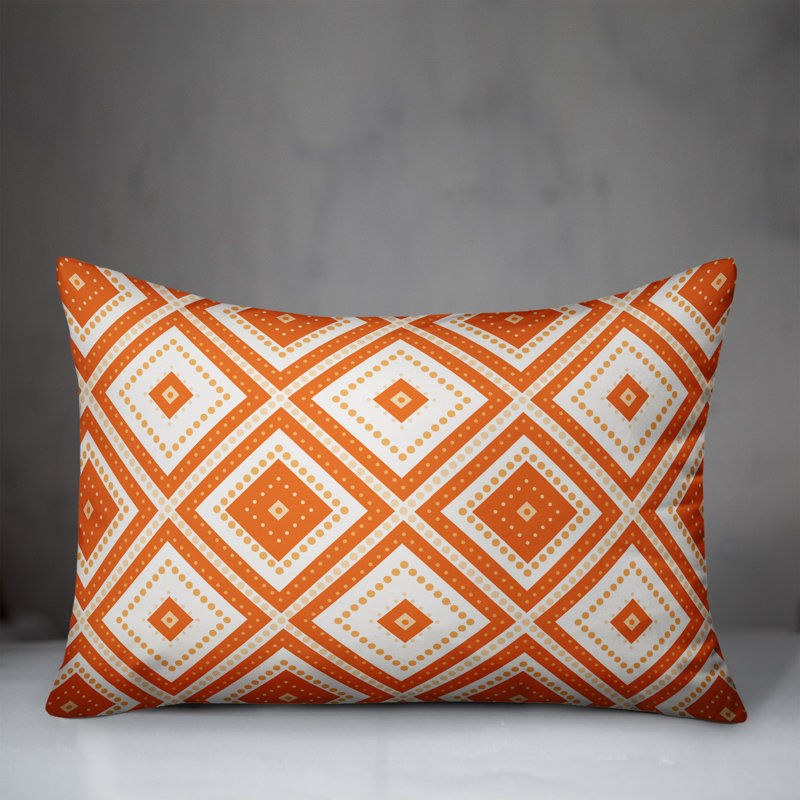  Coussin lombaire intérieur / extérieur Geo, Orange/Crème, Polyester / Bourre en polyester