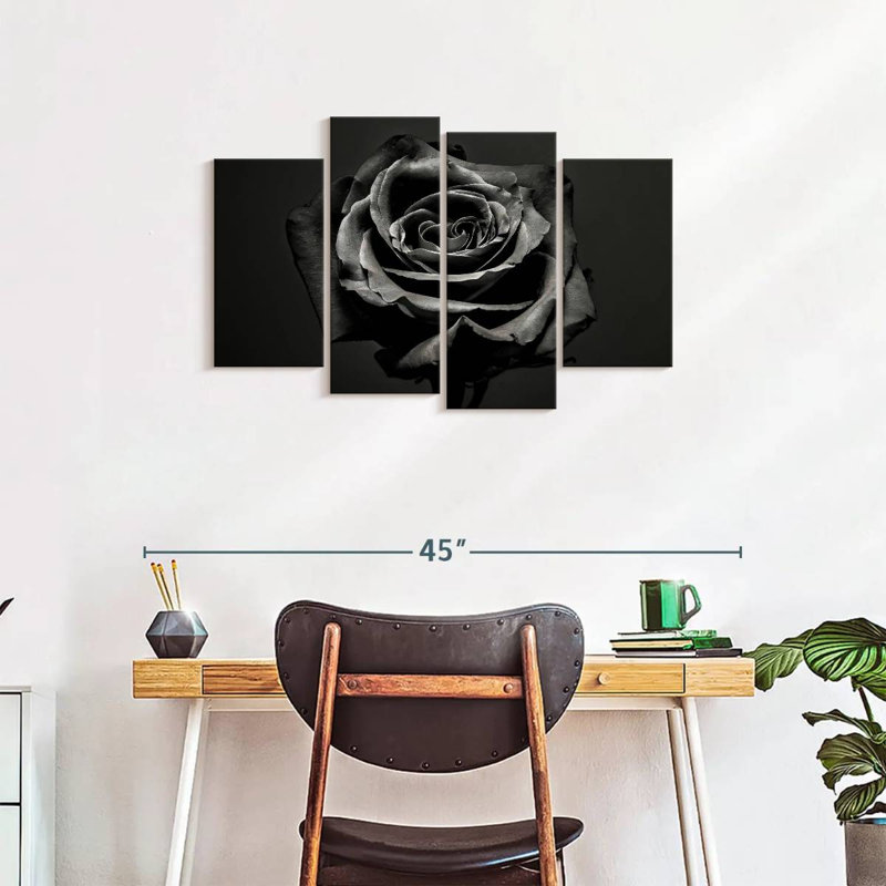 " Black Rose " 4 - Pieces, 22" H x 36" W x 1" D