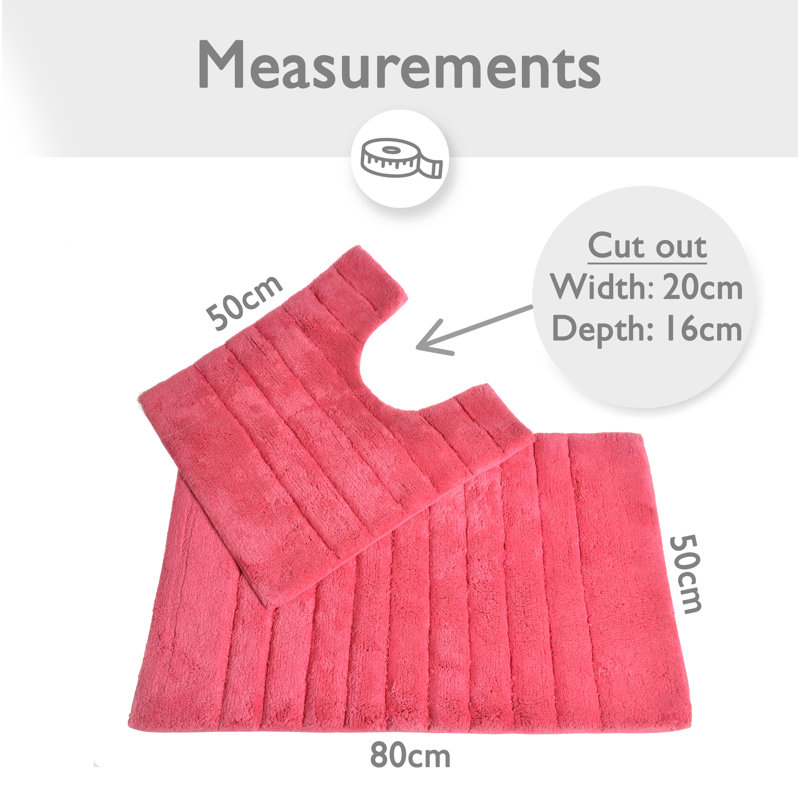 Mirianna Linear Ribbed Two Piece Bath Mat Set, Hot Pink
