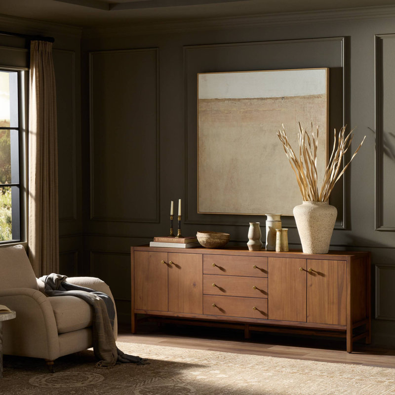 Sullivan Media Console-Saddle Tan, Black Acacia Veneer