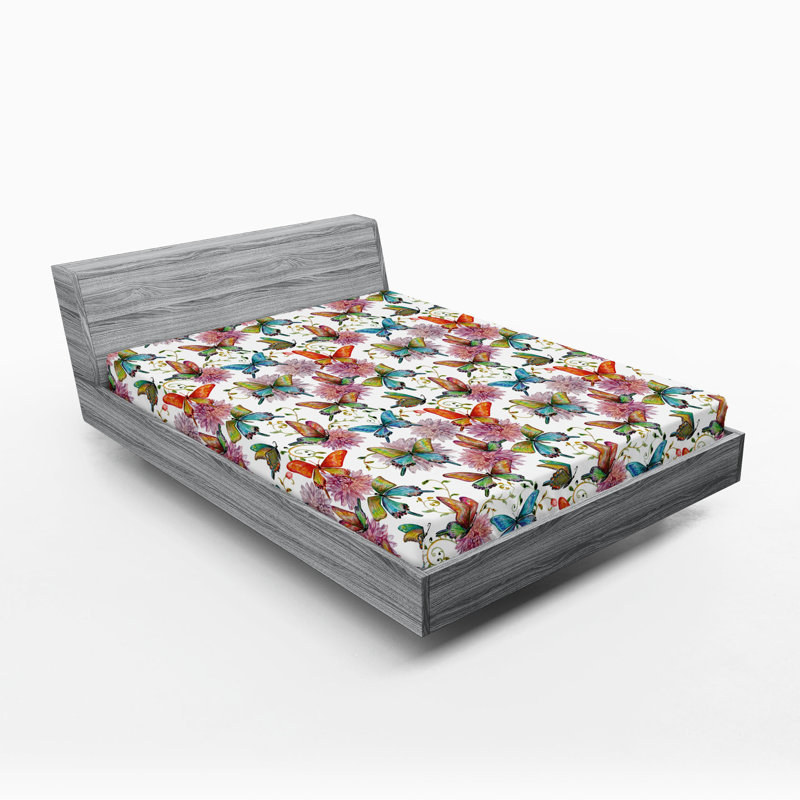 Drap-housse Ambesonne, paquet de 2, Drap-housse de taille très grand, Beige / mauve / bleu floral