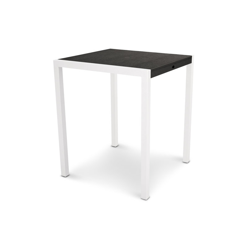 Table de bar POLYWOOD Surf City, 36 po x 36 po, Blanc texturé / Noir anthracite