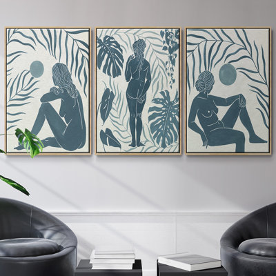 Ensemble de 3 pièces encadrées sur toile Moon Gazer II