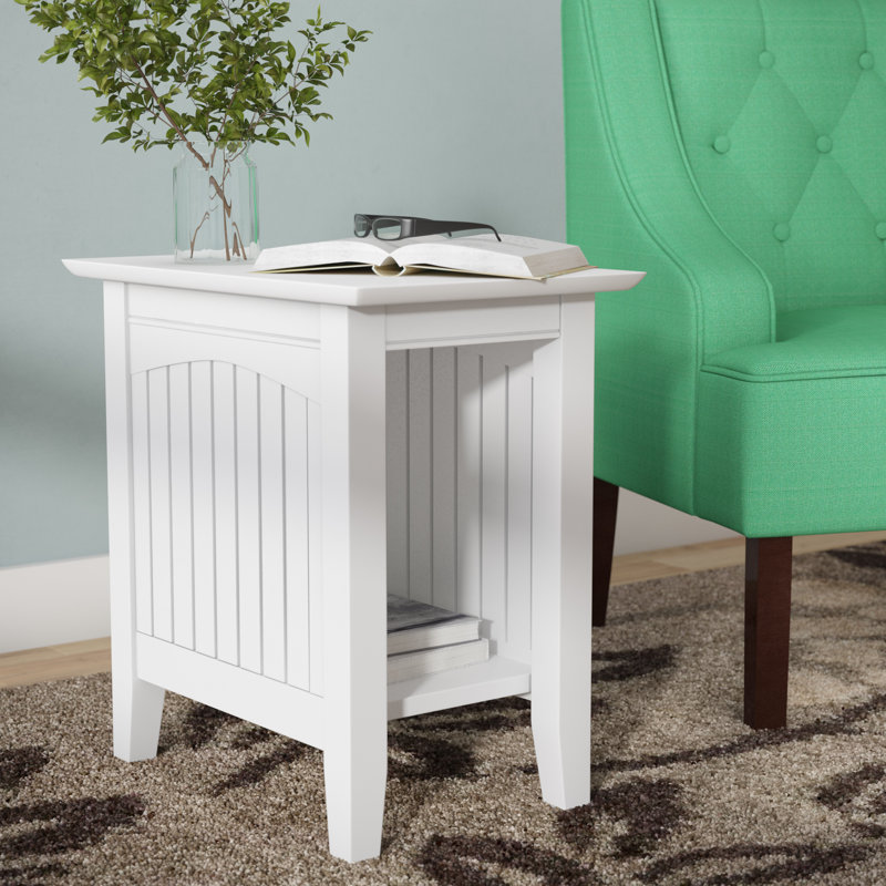 Tolleson Solid Wood End Table, White