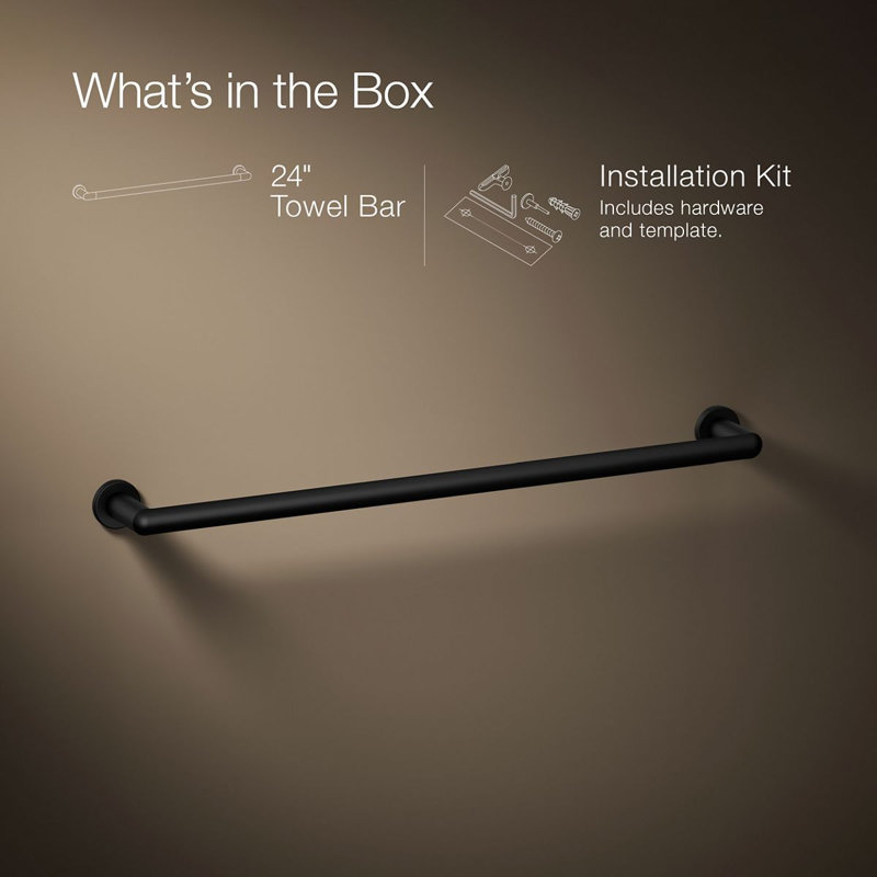 Components Towel Bar, Matte Black, 3" H x 25.75" L x 1.75" D