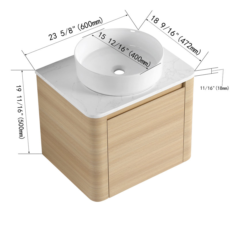 Ensemble de meuble-lavabo simple 24 po avec lavabo en céramique, Blanc lustré