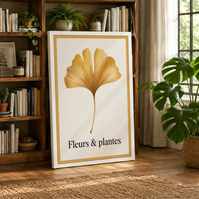 Gilded Ginkgo Leaf Botanical - Wrapped Canvas