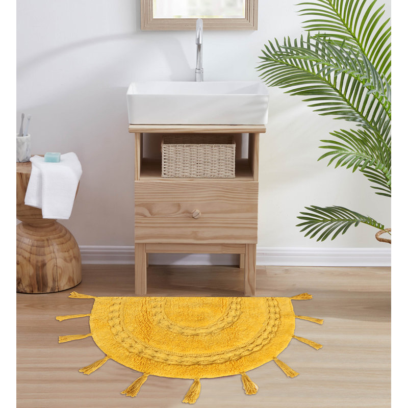 Tapis pour salle de bain Abinash, Jaune