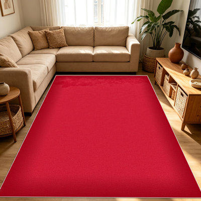 Tapis rouges 1 pièce de couleur unie pour le salon, doux et confortable, convient à toutes les saisons, facile à entretenir, tapis d'intérieur lavable à la machine, convient à la chambre à coucher, à la salle à manger, au couloir, au bureau, au patio, à la maison ou à l'extérieur .