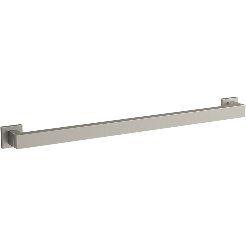 Square Metal Grab Bar for Shower, Bathroom Safety Grab Bar, Tub Rail, Vibrant Brushed Nickel, 24" W