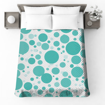 Couvre-lit matelassé à pois turquoise