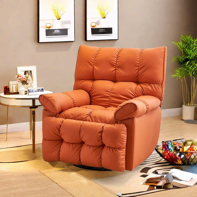 Tayce Faux Leather Swivel Recliner, Orange