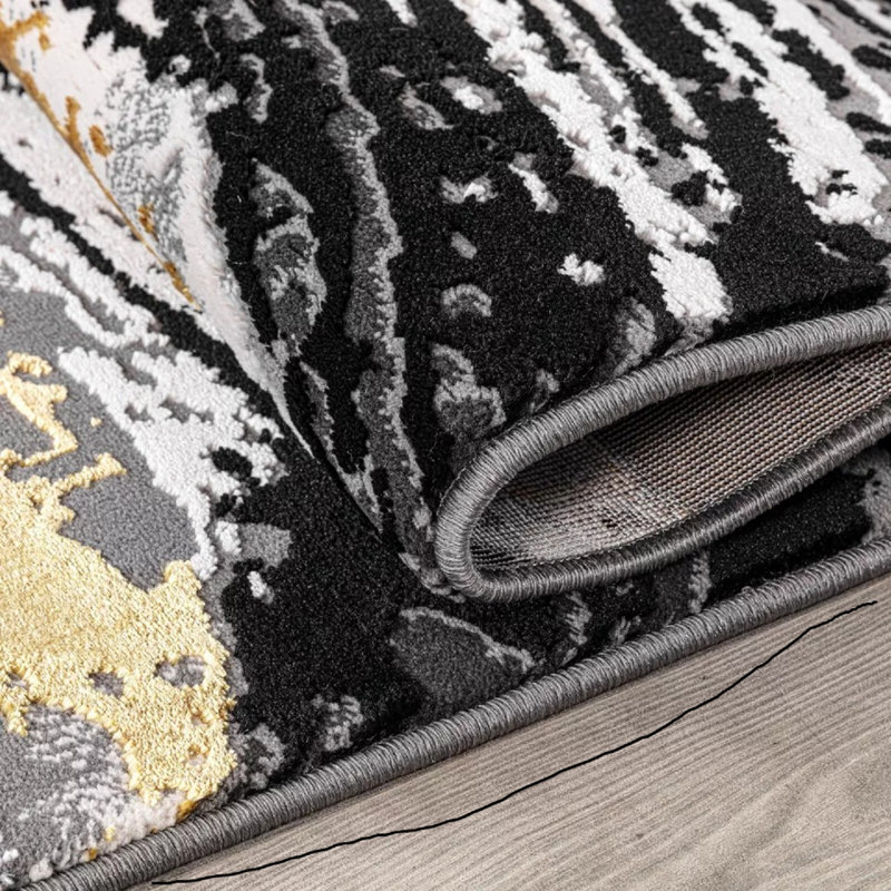 Abstract Flatweave Shag Area Rug, Runner 60 x 220 cm