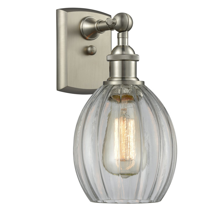 Bolduc Armed Sconce, LED, Brushed Satin Nickel, Clear