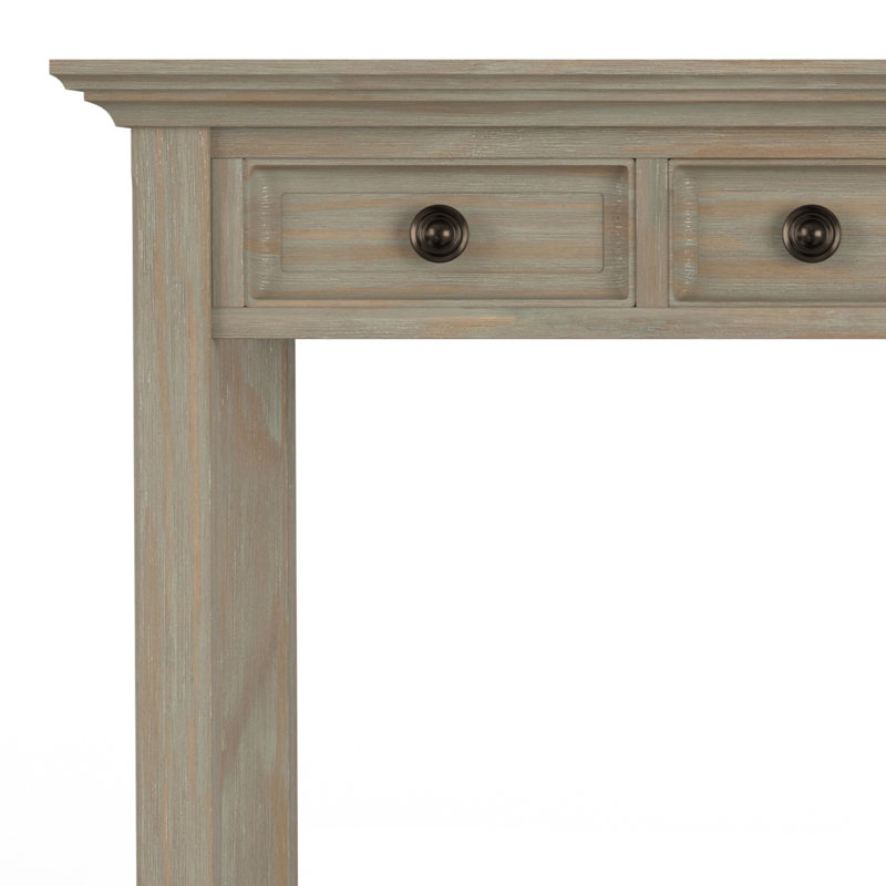 Amherst Distressed Grey Solid Wood Desk with Keyboard Tray