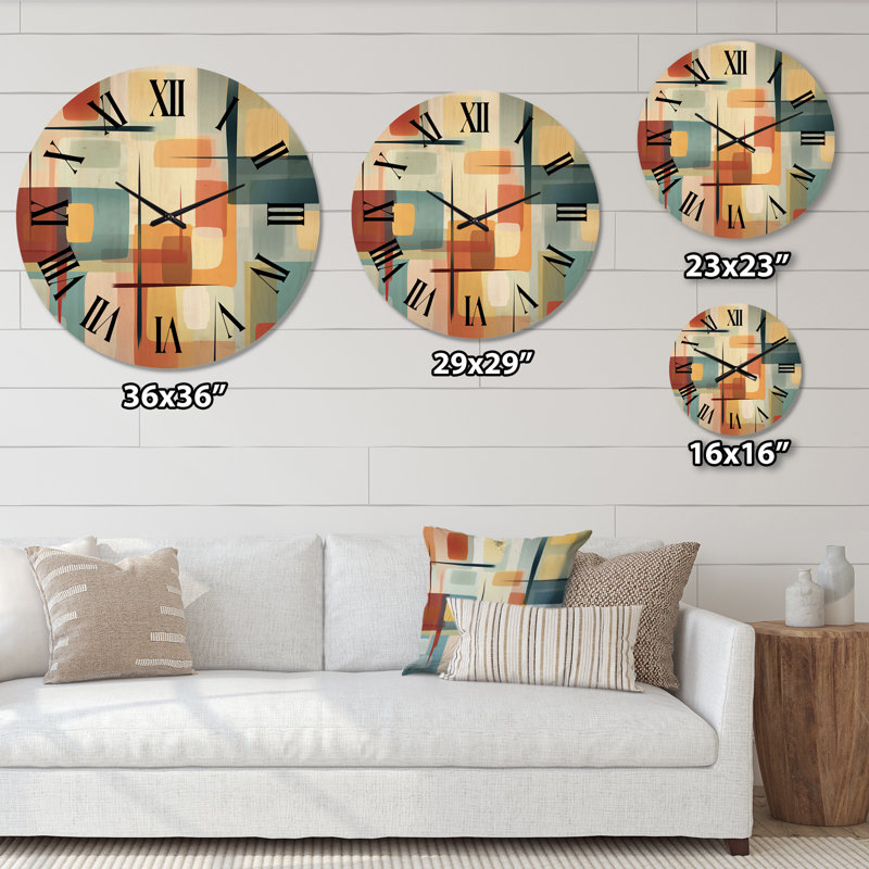 Horloge murale Mid-Century Minimal Abstract Geometric Art II, Petit