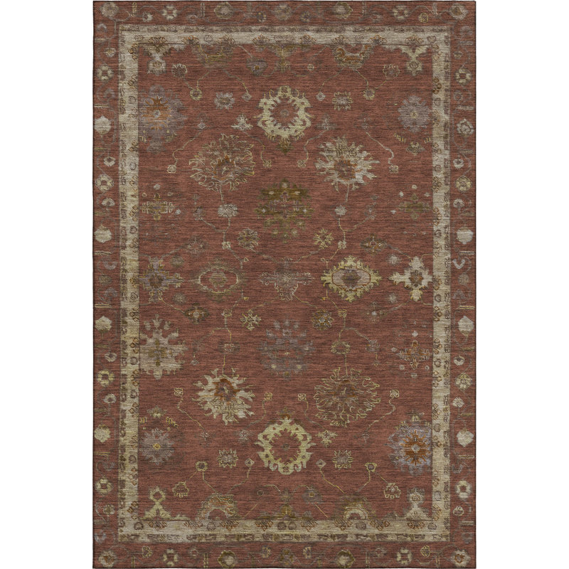 Premium Machine Washable Mayfield AMF2045 Global Rug, 8' x 10', Paprika