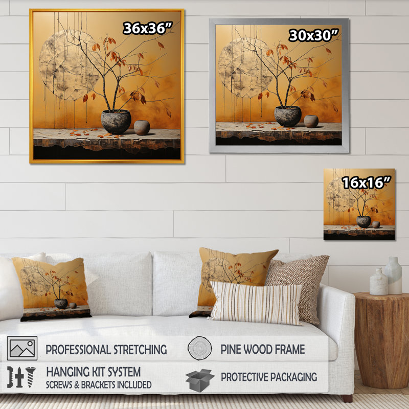 «Bronze Leaf Potteries» sur impression sur toile, Cadre doré simple, H 24 po x l 24 po x P 1 po