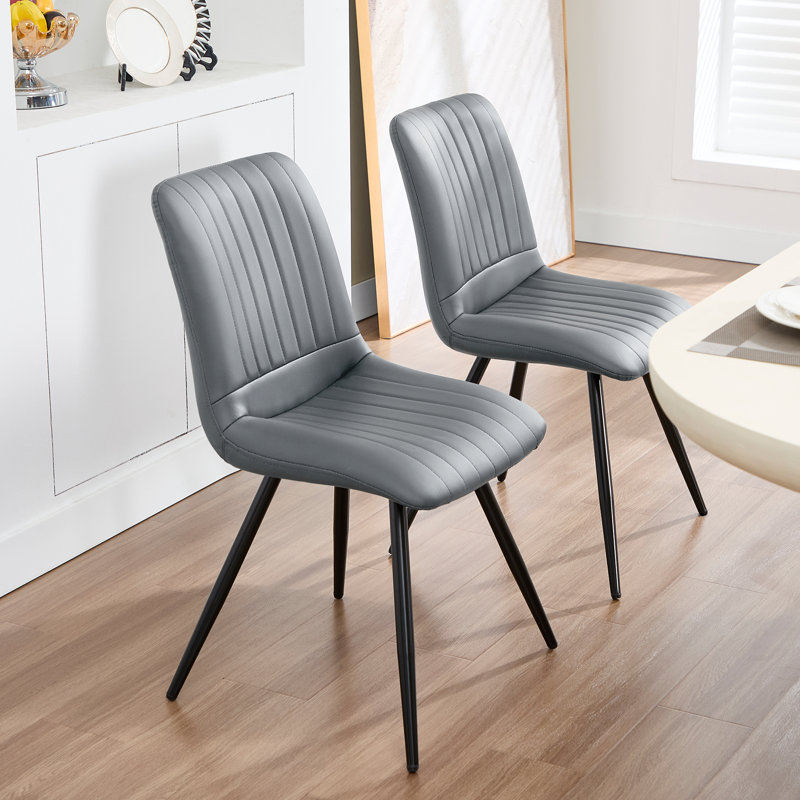 51.9938cm H Upholstered Metal Side Chair, Dark Grey