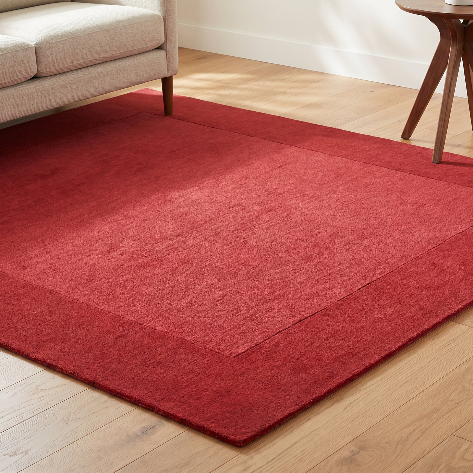 Dolma Red Scarlet Hand-Loomed Wool Rug, Rectangle 8' x 11'