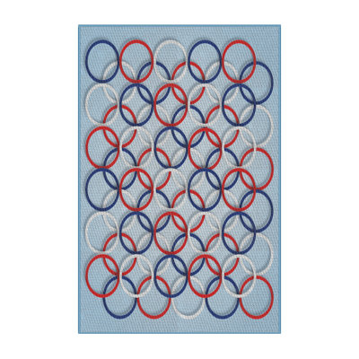 Tapis bleu à motif géométrique