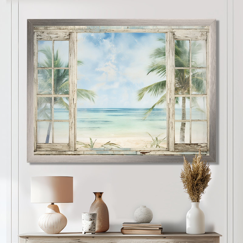 Décoration tropicale fenêtre tropicale horizon II - fenêtres côtières, Cadre de coin blanc fermé