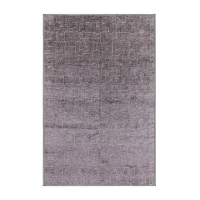 Tapis gris à motif géométrique Bornier