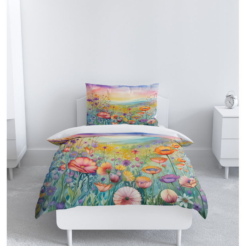 Floral Duvet Cover, King Duvet Cover + 2 King Shams
