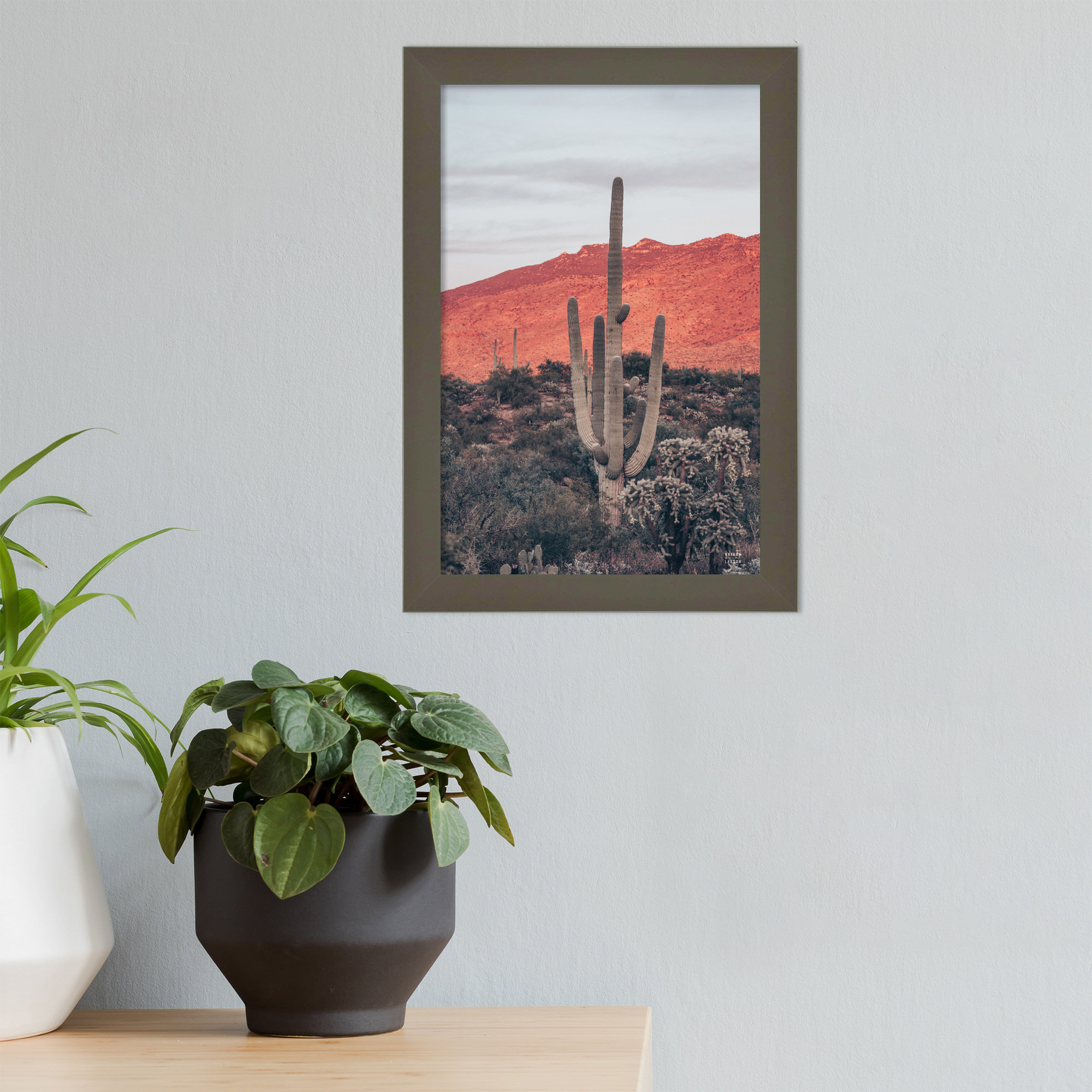Sunsets And Saguaros by Nathan Larson, 13" H x 9" W x 1" D, Gray