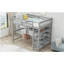 Lit mezzanine double avec tablettes de rangement et bureau sous le lit, gris-1489369492