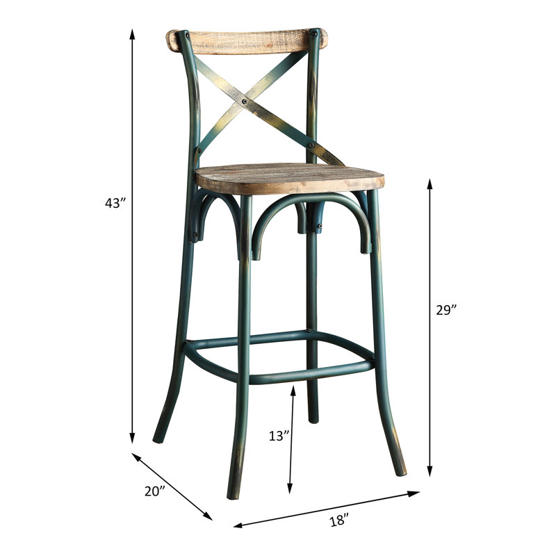 Tabouret de bar Vintage Antique Turquoise - confortable à haute sécurité, base solide à quatre pieds avec repose-pieds, attrayant pour la salle à manger, confort accru, style charmant