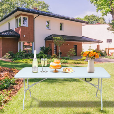 6FT Portable Folding Table with Handle, Lightweight Heavy-Duty Plastic Table, Easy to Fold, Store & Carry, Waterproof & Scratch-Resistant Surface, for Indoor and Outdoor Use