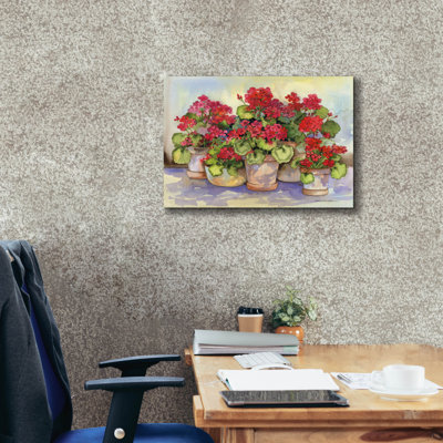 Spring Geraniums' by Kathleen Parr Canvas Wall Art