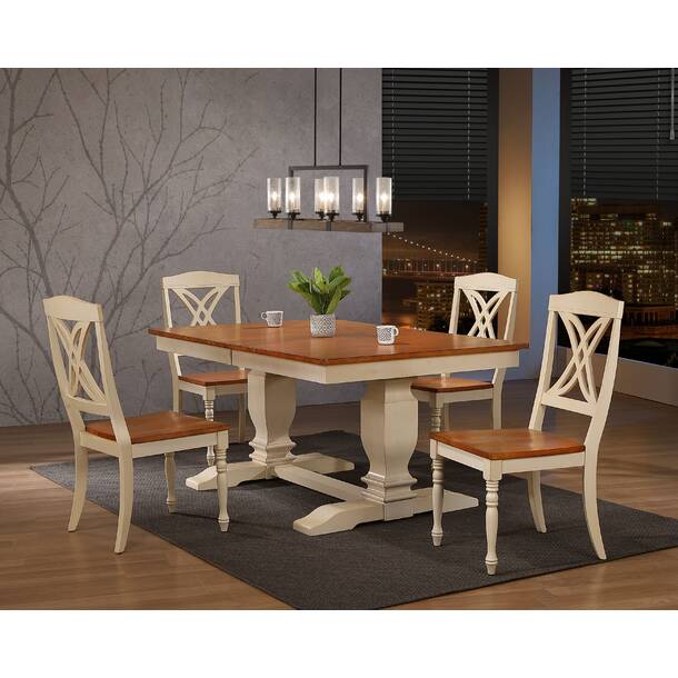 Rosalind Wheeler Paquin 6 - Piece Extendable Solid Wood Pedestal Dining ...