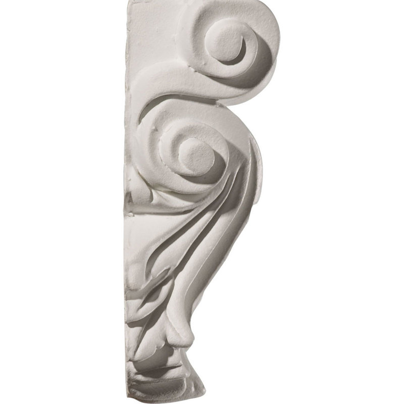 Endurathane Scroll Leaf Corbel, 3 7/8"W x 1 1/4"D x 5 1/4"H, Factory Primed