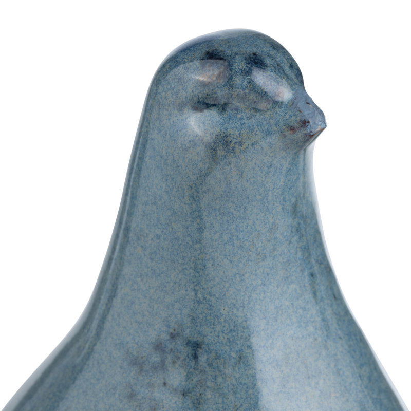 3-Piece Blue Ceramic Partridge Figurine Set