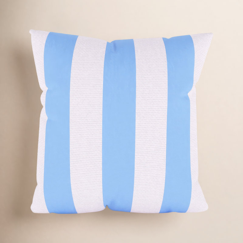Amala Sunbrella® Indoor/Outdoor Throw Pillow, Refuge Ocean Striped Sunbrella®