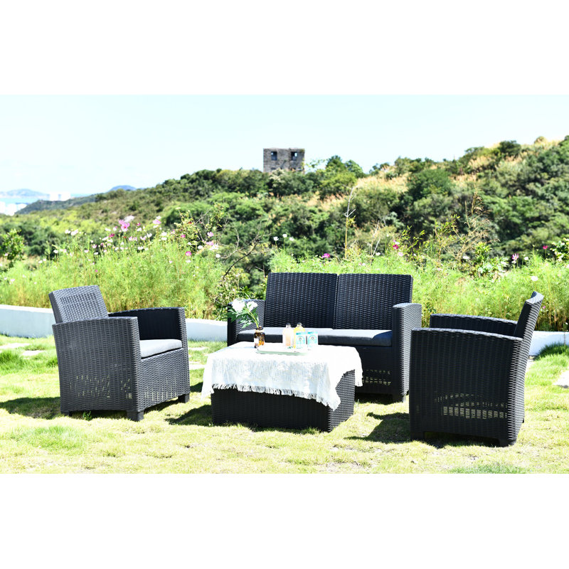 Faro Black 4 Seater Conversation Set