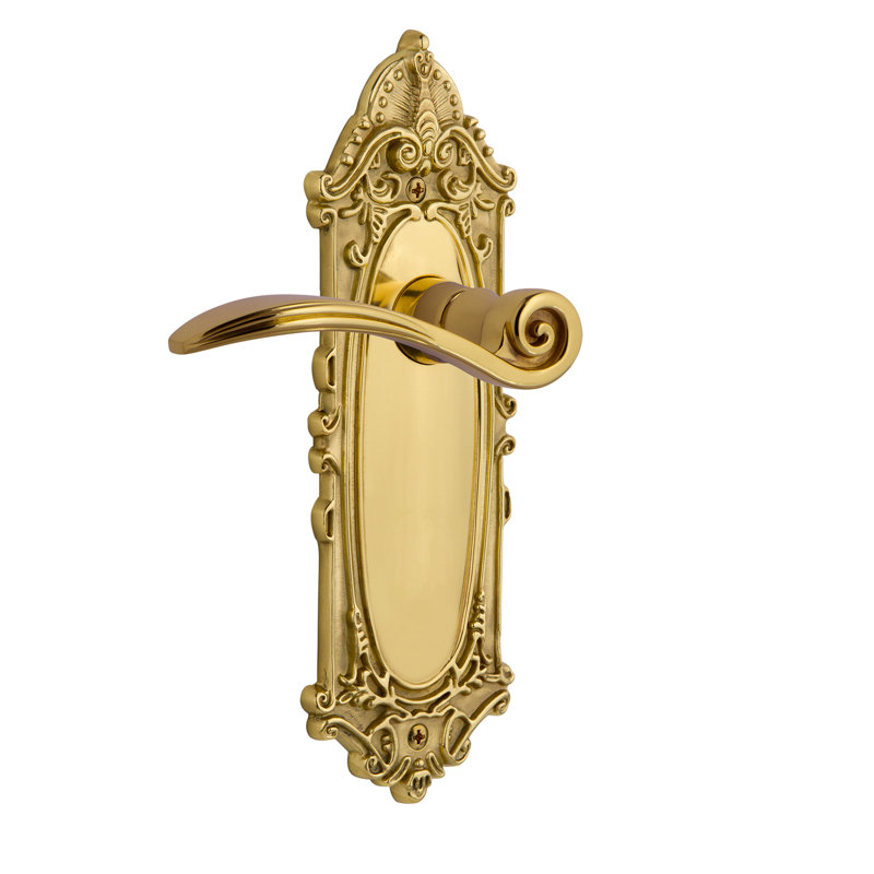 Victorian Plate Privacy (Bed & Bath) with Swan Lever, 2.75", Polished Brass
