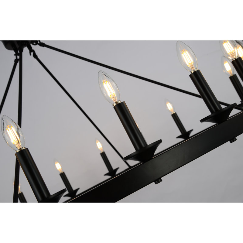 Armistead 18 - Light Wagon Wheel Chandelier, Black