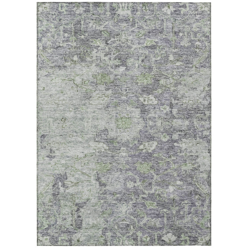 Tapis d'extérieur lavable oriental mauve et vert olive 3 pi x 5 pi