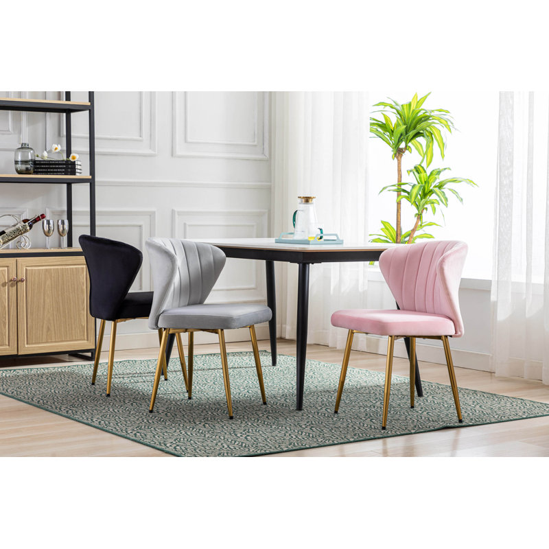 Yokley 50cm H Velvet Upholstered Side Chair, Pink