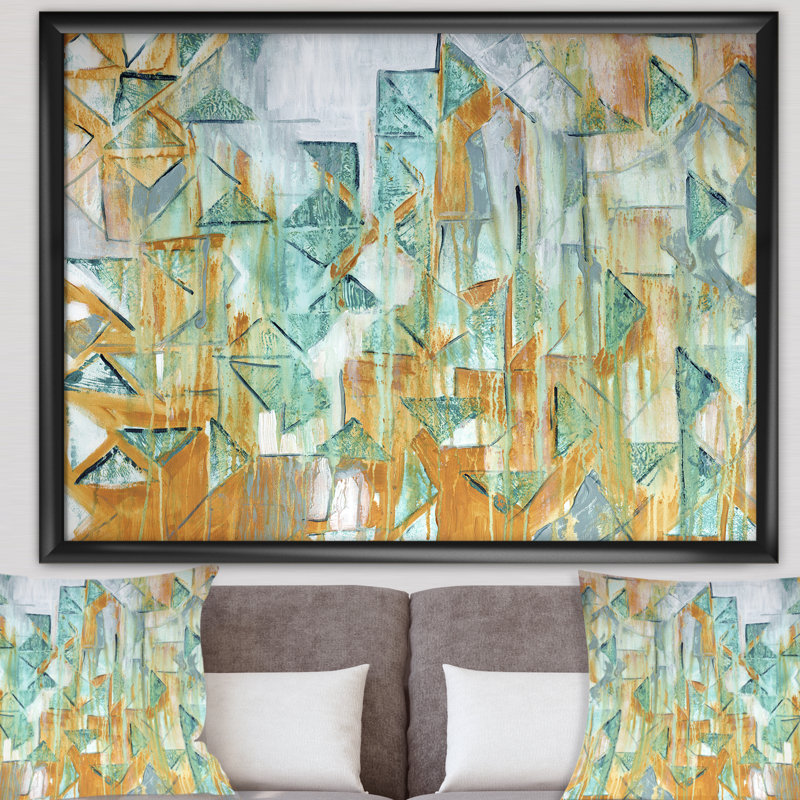 Cascade triangulaire-impression sur toile, H 36 po x l 46 po x 1,5 po, Toile avec cadre flottant noir
